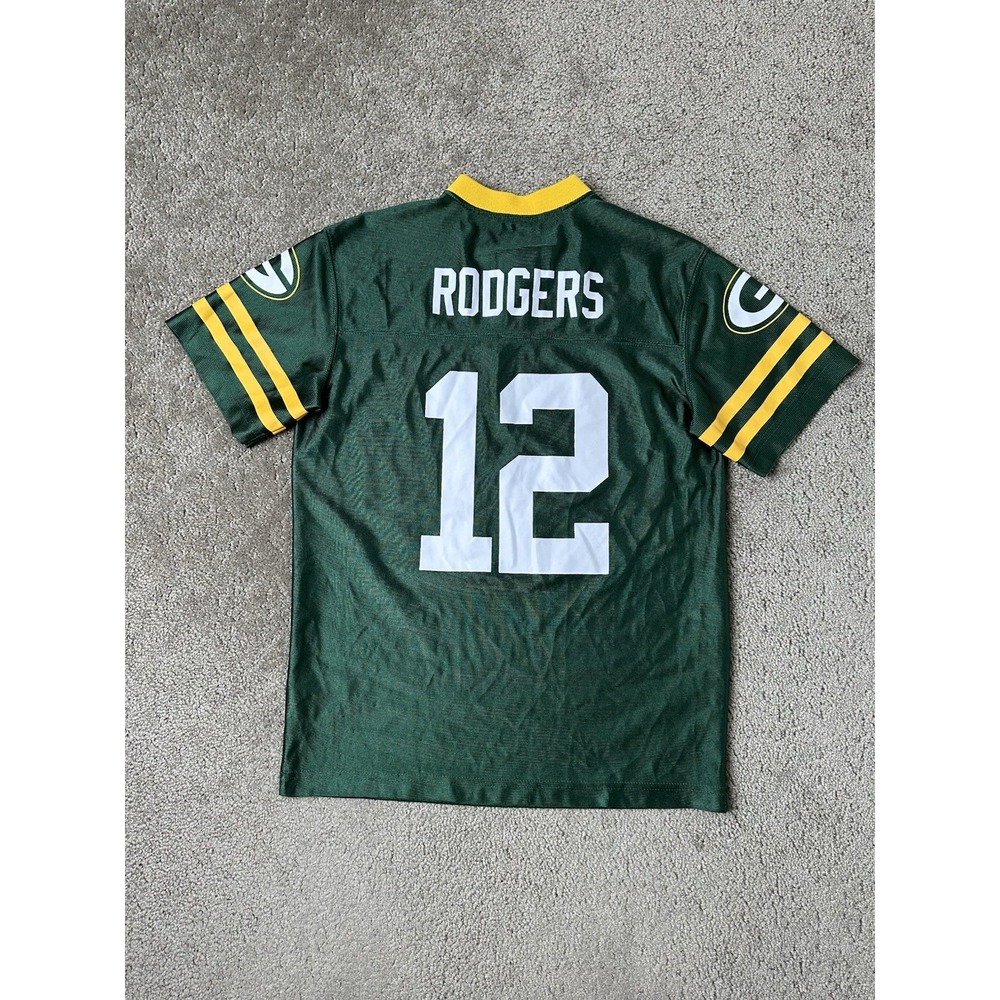 Young Jersey #12 Aaron Rodgers Green Bay Packers NFL Home Game, Size Large 10-12